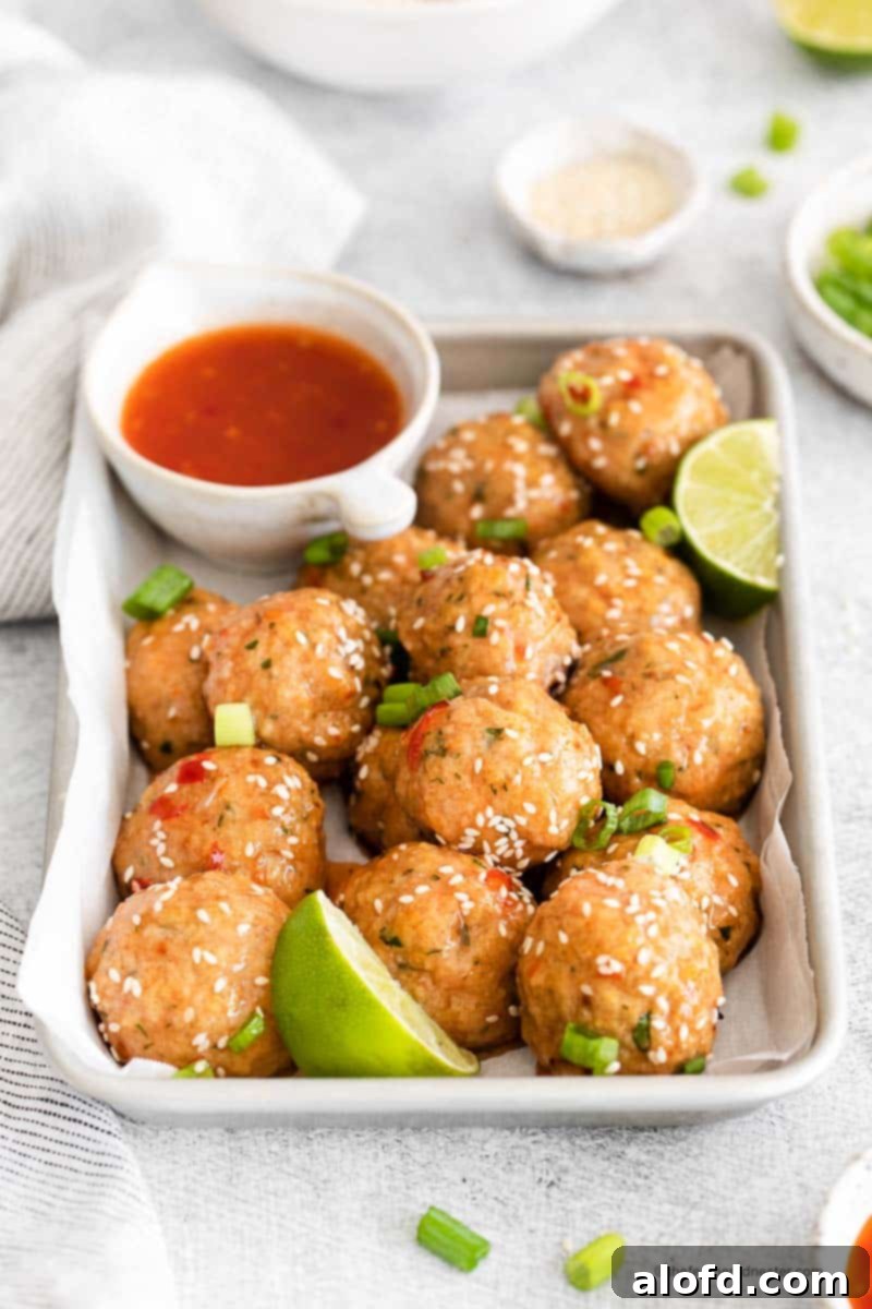 honey sriracha meatballs with dipping sauce.