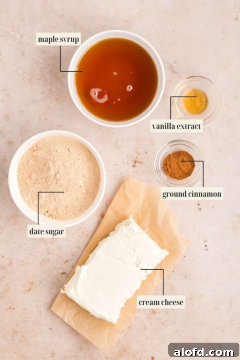 Farmhouse Carrot Cake Loaf 6 Labeled ingredients for frosting recipe.