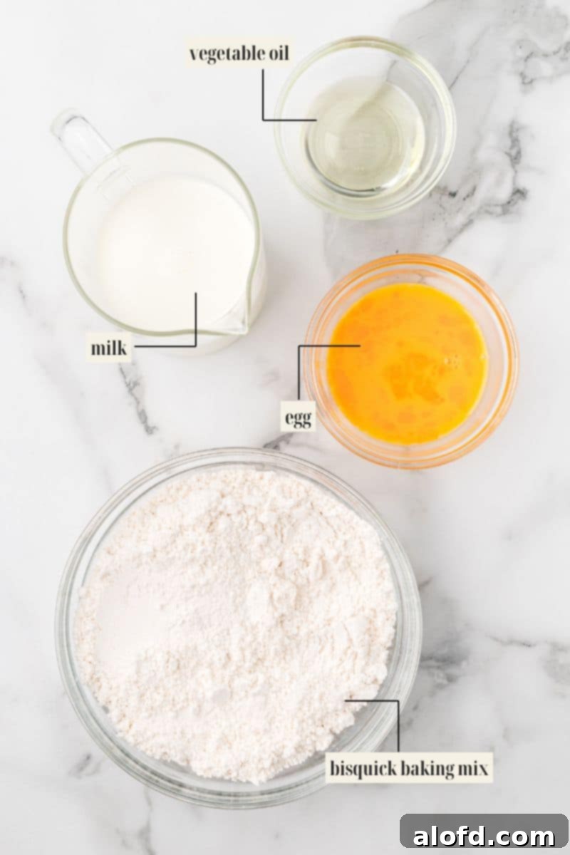 Fluffy Golden Bisquick Waffles 5 Labeled ingredient image for waffle recipe.