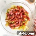 St Patricks Day Feast Ideas 11 A serving bowl filled with Irish fried cabbage and bacon.