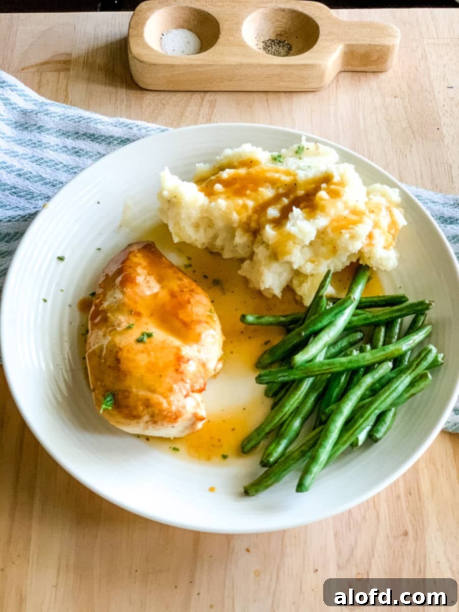 Foolproof Instant Pot No-Drain Mash 2 Seared chicken with Instant Pot mashed potatoes and green beans.