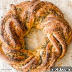 Cheesy twist bread, close up.