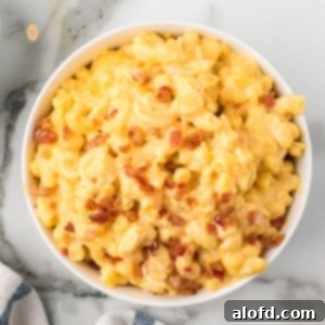 A bowl of creamy Velveeta mac and cheese.