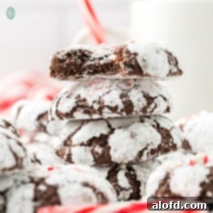 An inviting image of Peppermint Chocolate Crinkle Cookies, showcasing their appealing appearance and tempting texture.