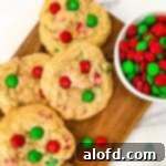 Top 10 Holiday Cookie Delights 4 Homemade Christmas cookies with red and green M&Ms.