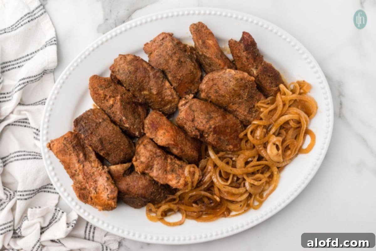 Slow Cooker Country Style Ribs with cooked onions