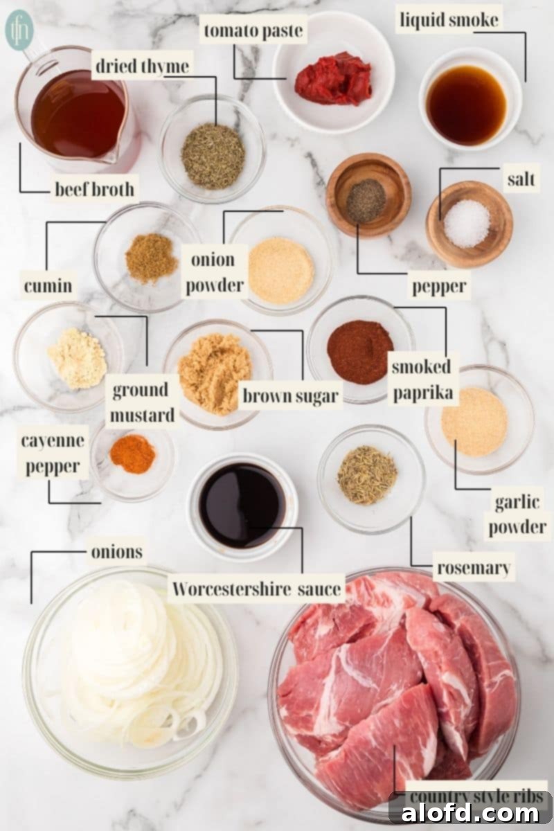 Ingredients for Slow Cooker Country Style Ribs