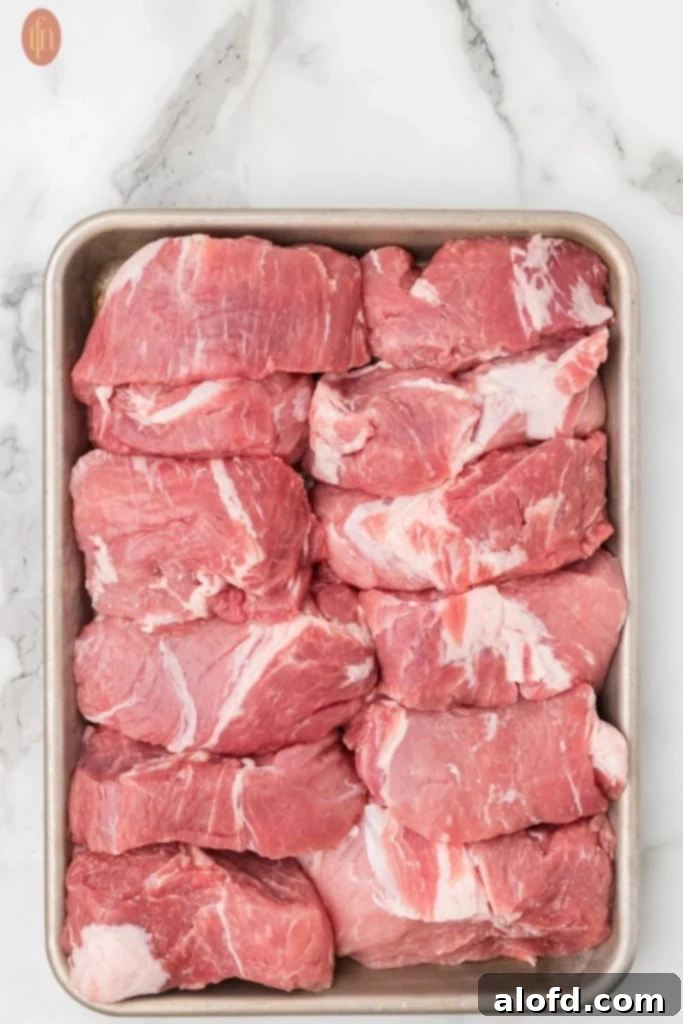 Sliced and raw country style ribs