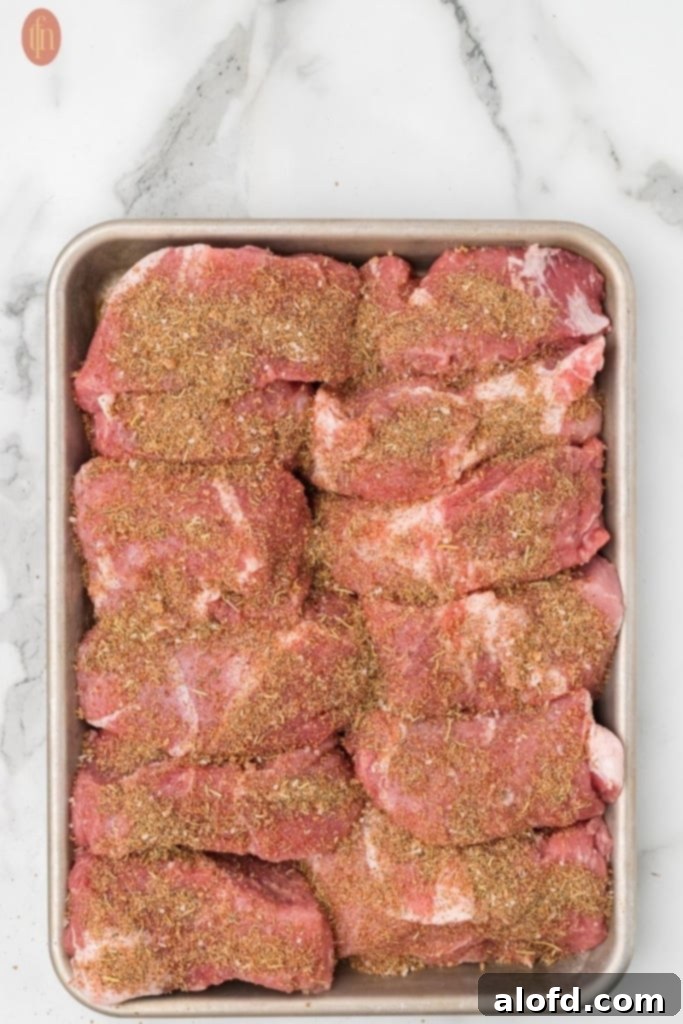 Ribs covered with dry rub