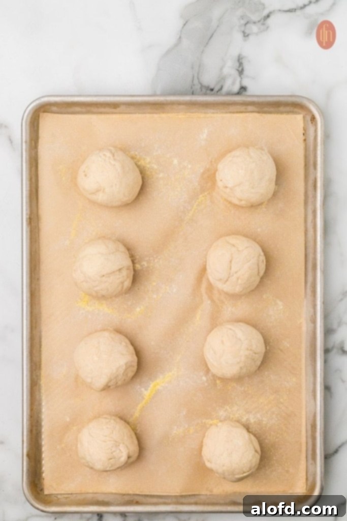 Sourdough Bagels Artisan Sourdough Bagels 11 Shaped dough on a baking sheet.