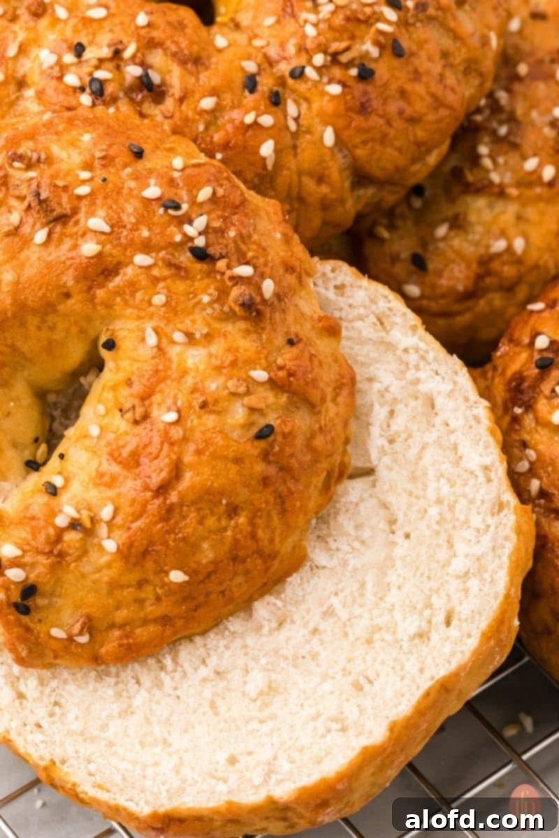 Sourdough Bagels Artisan Sourdough Bagels 15 Sourdough bagels cut in half.