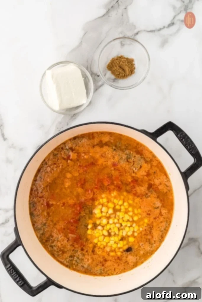 Chicken Taco Soup Delight 12 Adding cream cheese