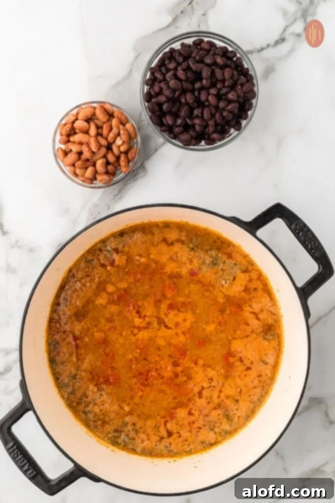 Chicken Taco Soup Delight 10 Adding beans to the soup