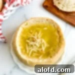 Sourdough bread bowl filled with soup