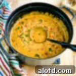 Cheeseburger soup in a pot